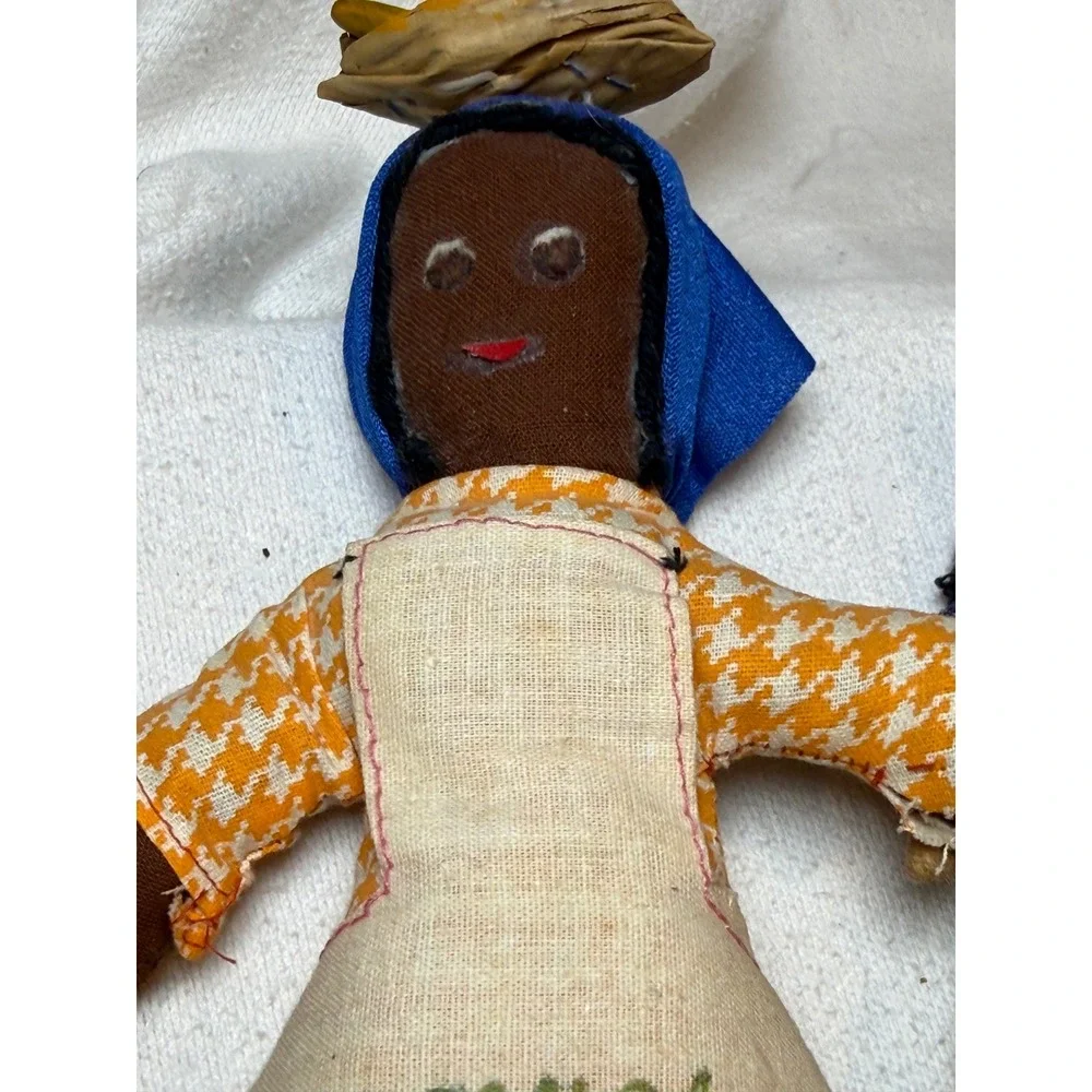 Vintage‎ Jamaica Folk Art Doll Pair Handmade Souvenir Figurine